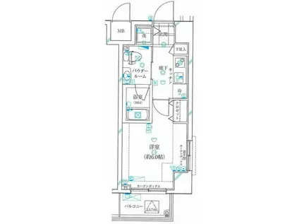 ガリシア浜松町(1K/10階)の間取り写真