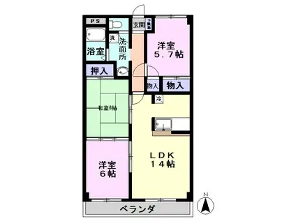 セントラルカーサ(3LDK/1階)の間取り写真