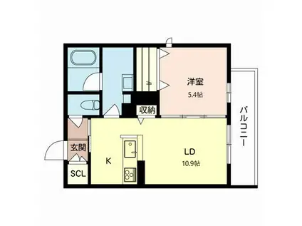 MAISON CLAIRE(1LDK/3階)の間取り写真