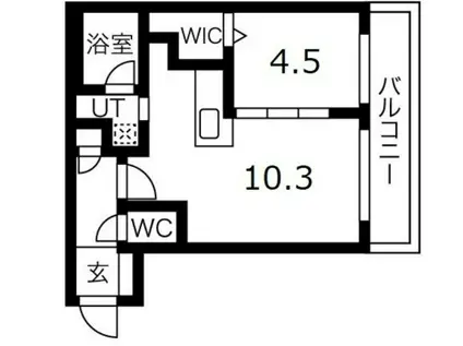 プランドール前田 (1LDK/4階)の間取り写真