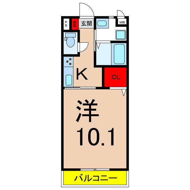 ラフィネ新井(1K/2階)の間取り写真
