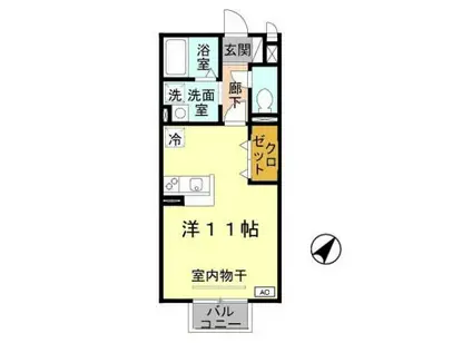 ピノリーヴァ(ワンルーム/1階)の間取り写真