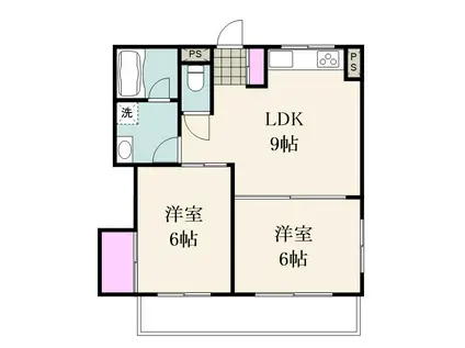 ベルセゾン行徳(2LDK/1階)の間取り写真