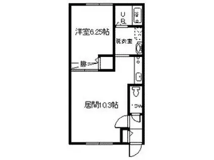 ダイヤハイツ2・16(1LDK/2階)の間取り写真