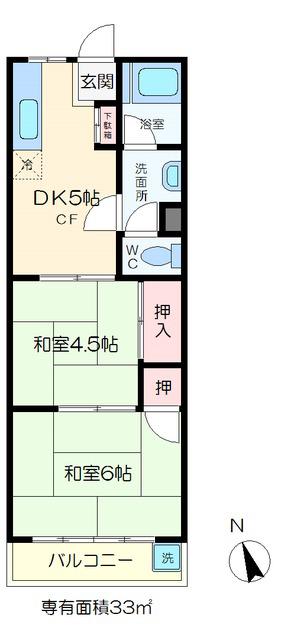 渡辺ハイツ(2DK/3階)の間取り写真