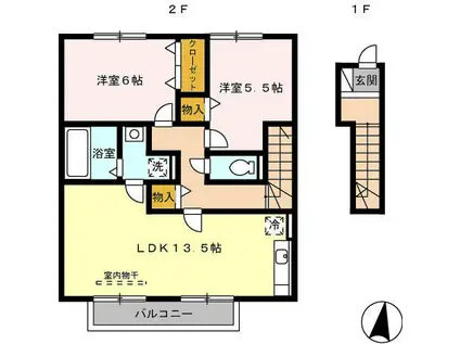 モダンコート(2LDK/2階)の間取り写真