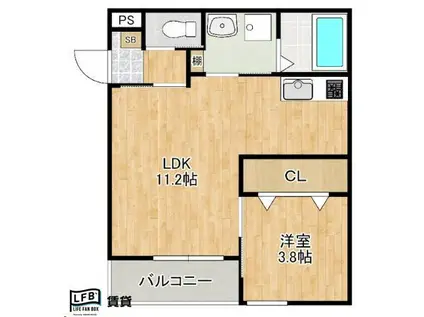 LFB APARTMENT弥生(1LDK/2階)の間取り写真