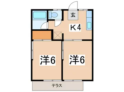 サニーハイツ(2K/1階)の間取り写真