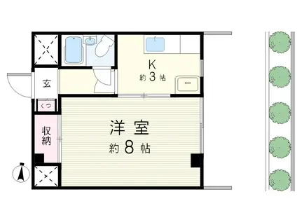 秀和Iマンション(1K/1階)の間取り写真