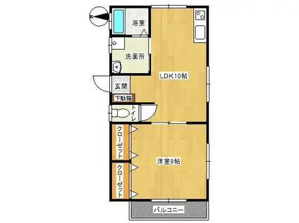 よしやまアパート(1LDK/2階)の間取り写真