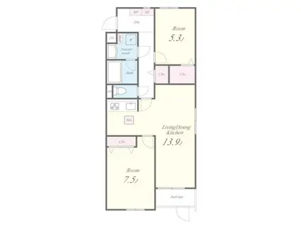 LIS BOHEUR大久保(2LDK/1階)の間取り写真