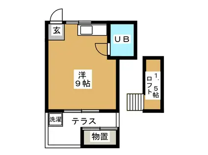 サンハイム旗の台(ワンルーム/1階)の間取り写真