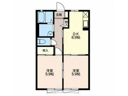 ブラセール加茂(2DK/1階)の間取り写真