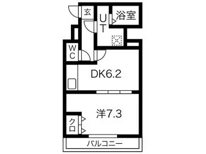 プラウランド名駅(1DK/6階)の間取り写真