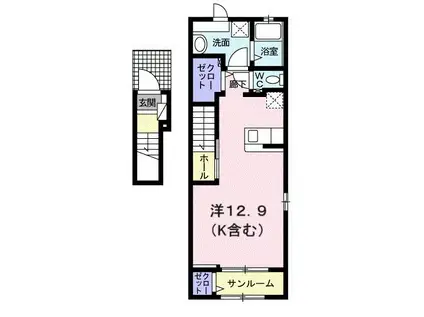 プレジャー 21(ワンルーム/2階)の間取り写真