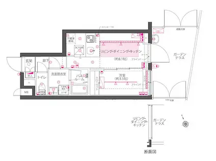 ZOOM西早稲田(1LDK/1階)の間取り写真