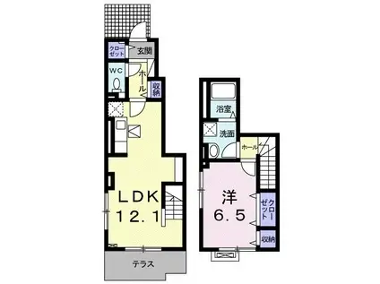 ブラン辻の城(1LDK/1階)の間取り写真