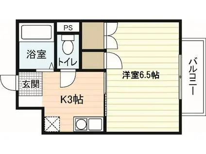 チェリス伴(1K/2階)の間取り写真