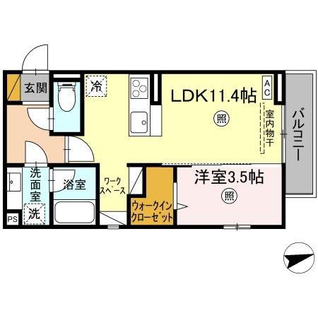 D-ROOM姫子(1LDK/2階)の間取り写真
