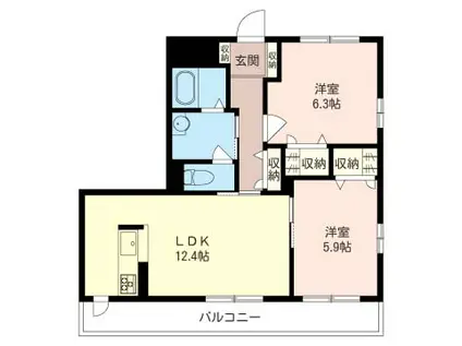 ソレイユ湘南 E(2LDK/3階)の間取り写真