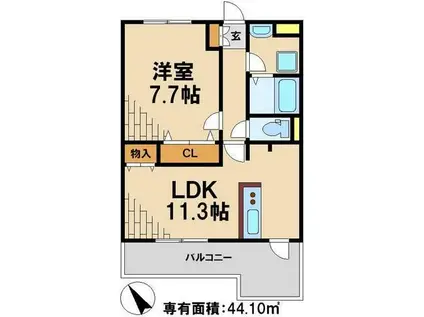サンウィッシュ(1LDK/4階)の間取り写真