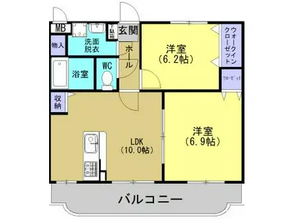 ユーミーサンシャイン(2LDK/2階)の間取り写真