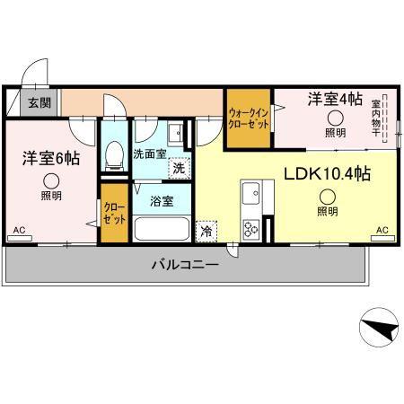 ラ・メゾン ドゥ(2LDK/3階)の間取り写真
