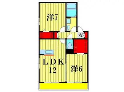 アゼリア(2LDK/2階)の間取り写真