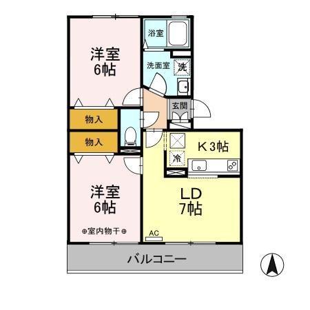 スクエアガーデンKAMAKURAB・C(2LDK/1階)の間取り写真
