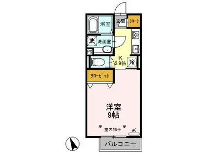 ローズハイツ(1K/2階)の間取り写真