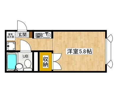 アメニティハイツ上ヶ原壱番館(ワンルーム/1階)の間取り写真