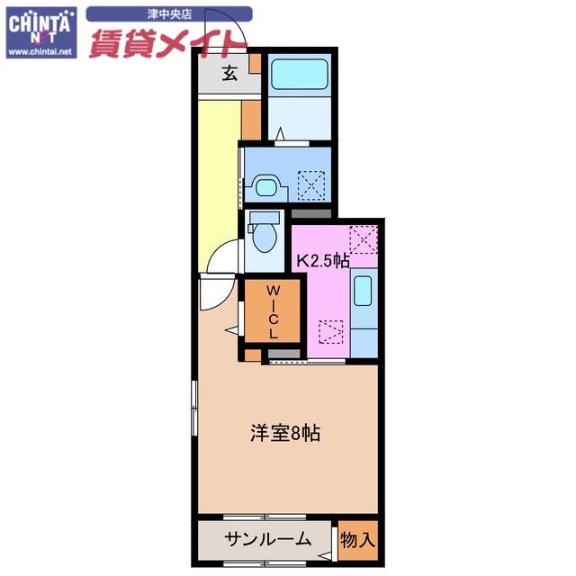 ヒカルサ 津上浜(1K/1階)の間取り写真