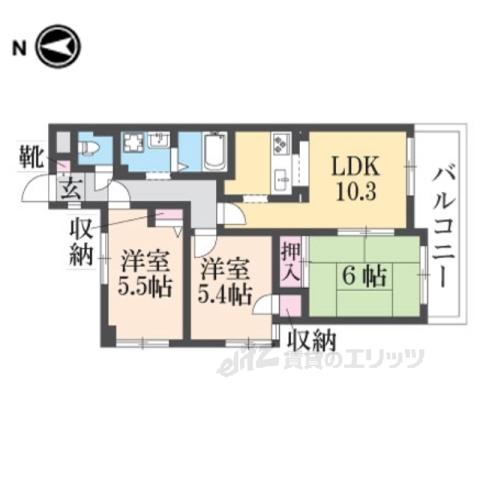 コスモ藤ノ森(3LDK/4階)の間取り写真