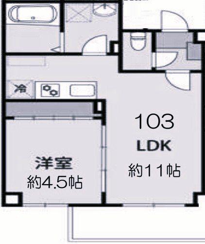 アリビラ六甲(1LDK/1階)の間取り写真