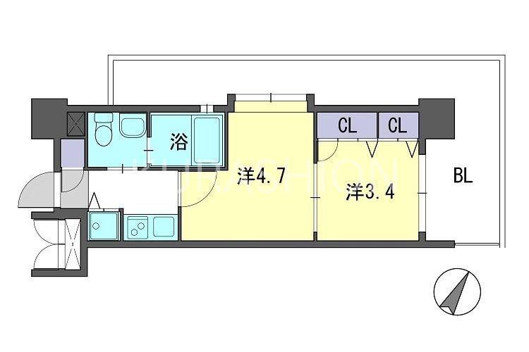 F・PARC 西新(2K/10階)の間取り写真