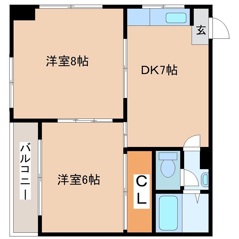 サンシャインMKM東小橋(2DK/3階)の間取り写真