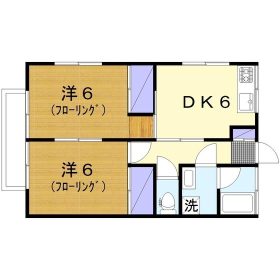 第3ビラヒロセ(2DK/2階)の間取り写真