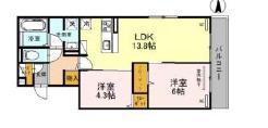 タカゼン文の里(2LDK/3階)の間取り写真