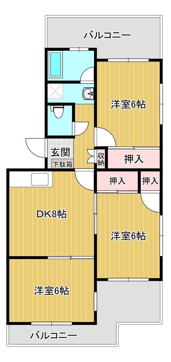 グリーンハイツ西ノ前(3DK/3階)の間取り写真