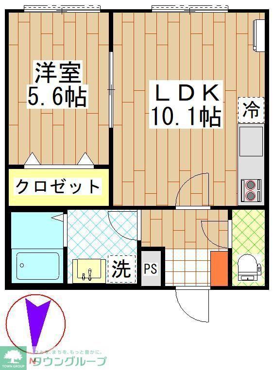 シャトームートン新船橋(1LDK/2階)の間取り写真
