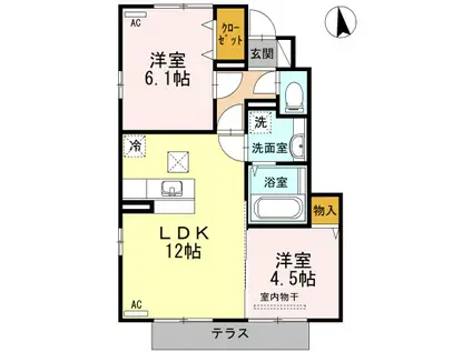 セゾン静(2LDK/1階)の間取り写真