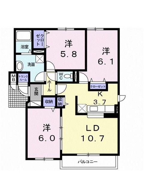 ファーストレジデンス(3LDK/2階)の間取り写真