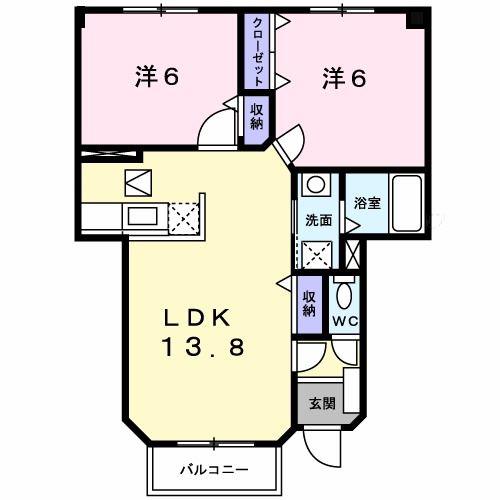エスプワール(2LDK/1階)の間取り写真