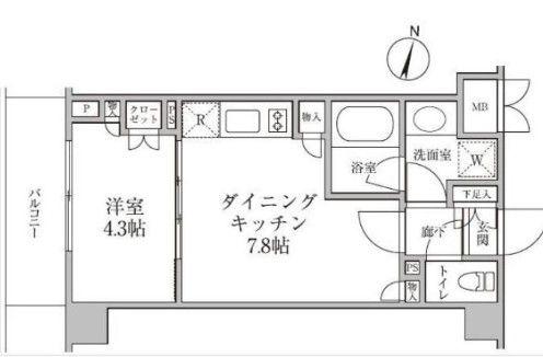 レジディア神楽坂II(1DK/3階)の間取り写真
