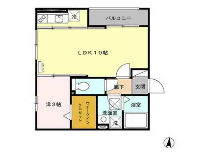 レセンテYOU(1LDK/1階)の間取り写真