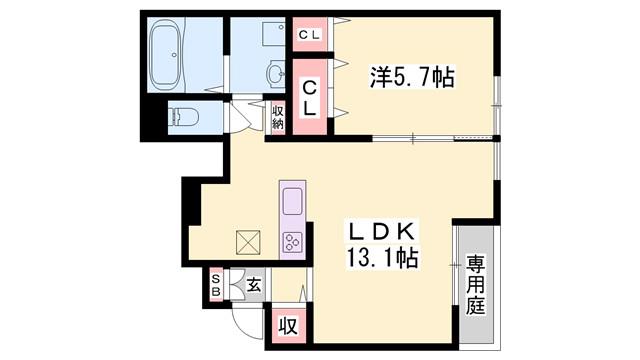 ソフィア ルミエールII(1LDK/1階)の間取り写真