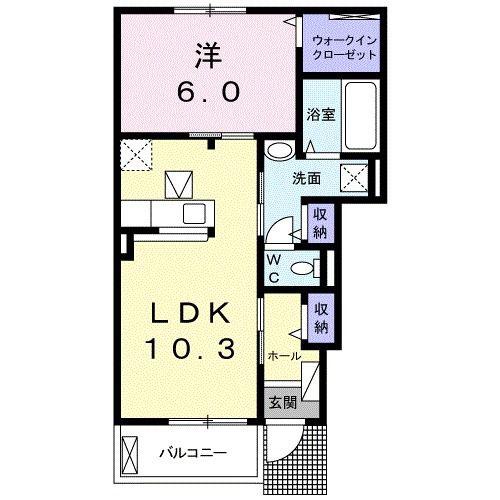 ディスティーノ(1LDK/1階)の間取り写真