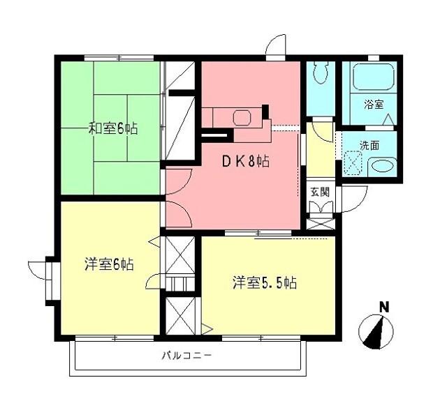 イーエムプットB(3DK/2階)の間取り写真
