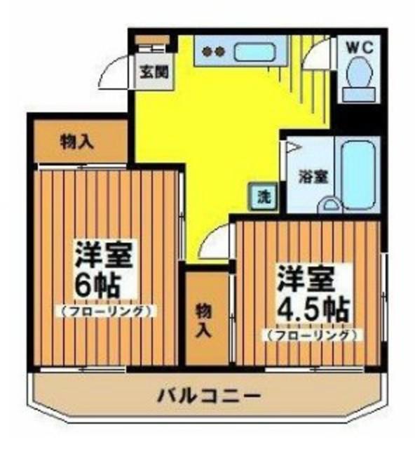 三澤ビル(2K/4階)の間取り写真