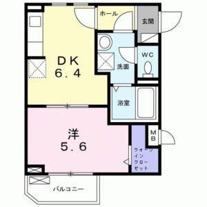 フォーチュンパークIII(1DK/1階)の間取り写真